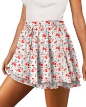 Shorts Onlypuff Flowy Chiffon Ruffle Skorts vermelhos para mulheres Shorts Onlypuff Flowy Chiffon Ruffle Skorts vermelhos para mulheres