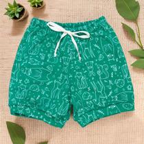 Shorts para Bebê Menino Floresta Verde Estilo Minimalista Shorts para Bebê Menino Floresta Verde Estilo Minimalista