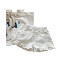 Shorts Para Meninas Em Azul Claro E Branco Com Babados, Tamanhos 2-8T, Leves, Respiráveis, Cintura