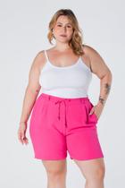 Shorts Plus Size Bolso Faca Elástico Traseiro Cordão de Amarração Frontal Pink Anna