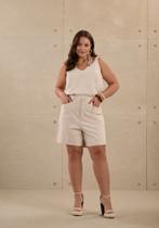 Shorts Plus Size Em Sarja Com Linho Chapa Barriga Lunender J3536 Shorts Plus Size Em Sarja Com Linho Chapa Barriga Lunender J3536