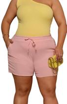 Shorts Plus Size Feminino Shortinho Forrado Fresquinho Crepe Duna Rosé Candy G1 Moda Curve Verão Shorts Plus Size Feminino Shortinho Forrado Fresquinho Crepe Duna Rosé Candy G1 Moda Curve Verão