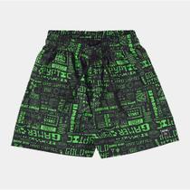 Shorts Praia e Piscina Infantil BGR Microsuede Sublimado cor Verde