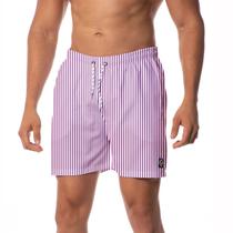 Shorts Praia Treino Premium Linhas Verticais Rosas W2 Masculino Caminhada