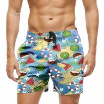 Shorts Praia Verão Bermuda Short Férias Frutas Coco Kiwi 1