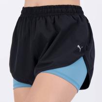 Shorts Puma 2 em 1 Feminino Preto e Azul