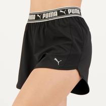 Shorts Puma Train Strong Woven 3 Feminino Preto e Branco Shorts Puma Train Strong Woven 3 Feminino Preto e Branco