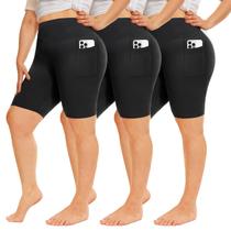 Shorts QGGQDD - Pacote com 3 unidades, tamanho plus, cintura alta, 20 cm