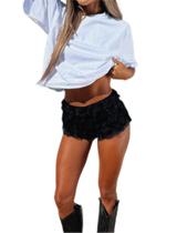 Shorts Ruffle Bloomer, pijamas em camadas de renda Yuemengxuan, pretos