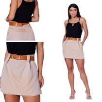 Shorts Saia Alfaiataria Cintura Alta Com Cinto Marrom R098 Shorts Saia Alfaiataria Cintura Alta Com Cinto Marrom R098