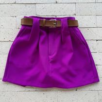 Shorts Saia Alfaiataria roxo acompanha cinto tamanho P
