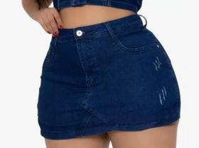 Shorts Saia Bermuda Plus Size Feminina Jeans Com Elastano