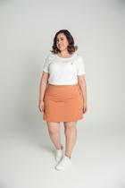 Shorts Saia Com Botões Encapados Marrom Shorts Saia Com Botões Encapados Marrom