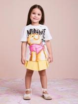Shorts Saia Com Pregas Amarelo Pooh Animê
