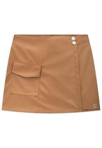 Shorts Saia Couro Bege com Bolso Lilimoon