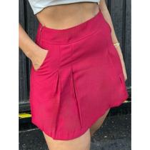 Shorts Saia Curto Plissado Feminino