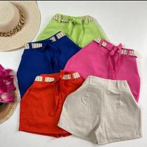 Shorts Saia em Linho Alfaiataria com Cinto