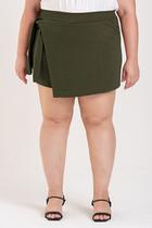 Shorts Saia Feminino Plus Size Frente Transpassada Com Amarração na Lateral - Serena