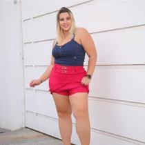 Shorts Saia Feminino Plus Size Tecido Bengaline