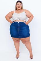 Shorts Saia Jeans Ane Plus Size Azul Claro Premium