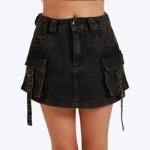 Shorts-Saia Jeans Black Stone Juvenil Feminino Poah Noah 54787