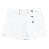 Shorts Saia Jeans Branco Botões Pink Soda