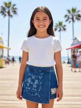 Shorts Saia Jeans Minnie e Mickey Efeito Laser Animê