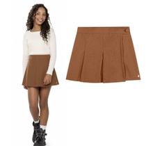 Shorts Saia Menina Juvenil Mod.me em Cotelê na cor Cacau Tamanho:18 Shorts Saia Menina Juvenil Mod.me em Cotelê na cor Cacau Tamanho:18