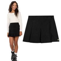 Shorts Saia Menina Juvenil Mod.me em Cotelê na cor Preta Tamanho:12 Shorts Saia Menina Juvenil Mod.me em Cotelê na cor Preta Tamanho:12