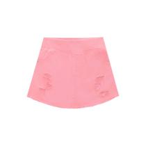 Shorts Saia Menina Kukiê em Sarja Pita - Pink Neon