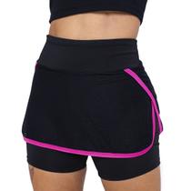 Shorts Saia Para Ginastica Academia Tenis Praia Cintura Alta Suplex Fitness Donna Martins