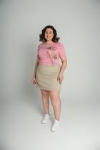 Shorts Saia Ponto Roma com Elastano Forrado - Bege Shorts Saia Ponto Roma com Elastano Forrado - Bege