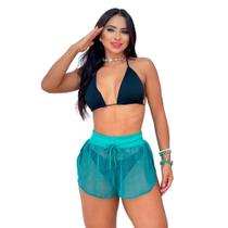 Shorts Saída De Praia Em Renda Transparente 885
