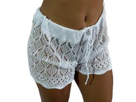 Shorts Saída De Praia Feminino Rendado Transparente - R01