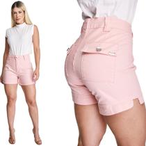 Shorts Sarja HNO Jeans Curto com Elastano Rosa