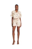 Shorts Sarja Lunender Boyfriend Estampado Bege Shorts Sarja Lunender Boyfriend Estampado Bege