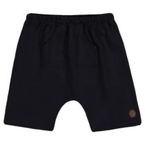 Shorts saruel com bolso infantil em moletinho preto liso básico