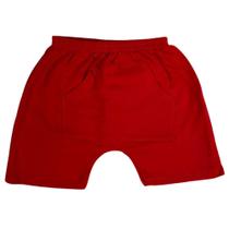 Shorts saruel com bolso infantil em moletinho vermelho liso básico