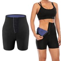 Shorts Sauna Quente Para Modelagem De Cintura Alta Queimar Gordura Conchetes Tamanho:2XG/3XG