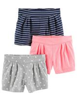Shorts Simple Joys by Carter's, pacote com 3 unidades, tricotadas para meninas de 3 a 6 meses