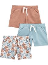 Shorts Simple Joys da Carter's Girls, pacote com 3 unidades, azul claro/marrom/branco, 7 anos