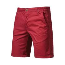 Shorts Sociais Masculinos 100% Algodão Com Cintura Elástica Casual Negócios 10 Cores Verão Praia