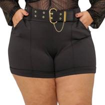 Shorts Social Feminino Alfaiataria Moda Plus Size Elegante