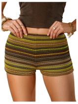 Shorts SOLY HUX femininos de malha listrados Micro Y2k Crochet Beach