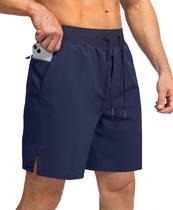 Shorts Soothfeel Masculinos de Corrida 7 polegadas Secagem Rápida Azul Marinho