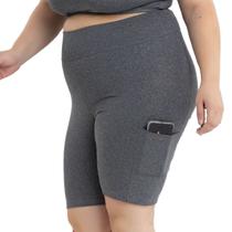 Shorts Suplex Esportivo c/Bolsos Laterais Cós Alto Confort Plus Size Moda Feminina Fitness 3039.C1