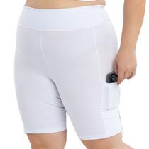 Shorts Suplex Esportivo c/Bolsos Laterais Cós Alto Confort Plus Size Moda Feminina Fitness 3039.C1
