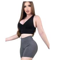 Shorts Suplex Feminino de Academia Meia Coxa Cintura Alta Bermuda Zero Transparência