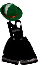 Shorts suspensorio alemão preto acompanha chapeu infantil