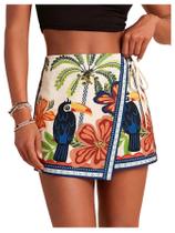 Shorts SweatyRocks com estampa floral, gravata, envoltório lateral, cintura elástica Shorts SweatyRocks com estampa floral, gravata, envoltório lateral, cintura elástica